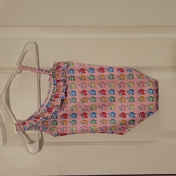 Girls size 4T ( Europe size) Among Us pink multicolor swimsuit with adj. strap. - Picture 2 of 4